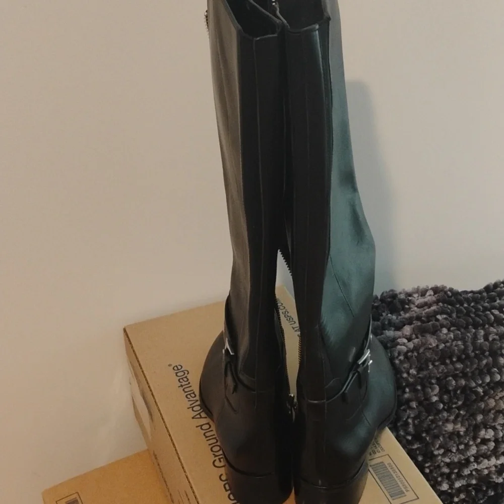 Michael Kors Black Leather Over-the-Knee Buckle Boots Size 5.5